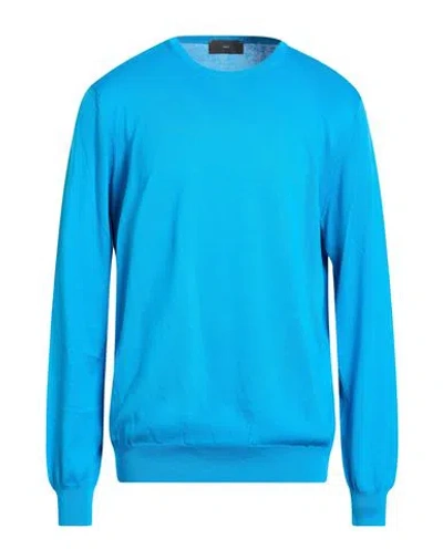 Liu •jo Man Man Sweater Azure Size 3xl Cotton In Blue