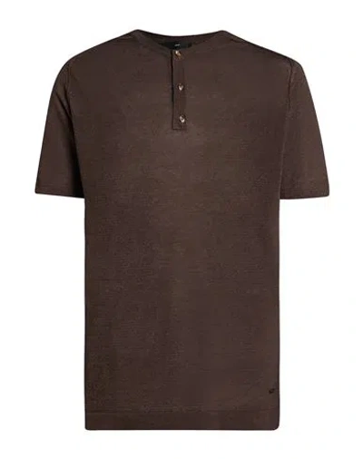 Liu •jo Man Man Sweater Chocolate Brown Size L Linen, Cotton
