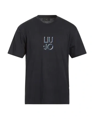 Liu •jo Man Man T-shirt Midnight Blue Size L Cotton In Black
