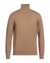 Liu •jo Man Man Turtleneck Camel Size 3xl Cotton, Polyester, Wool In Beige