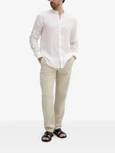 Liu •jo Mandarin-collar Linen Shirt In White