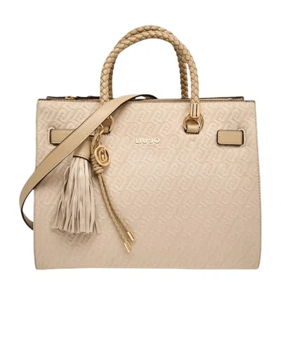 Liu •jo Liu Jo Manhattan Braided-handle Tassel Top Handle Bag In Brown