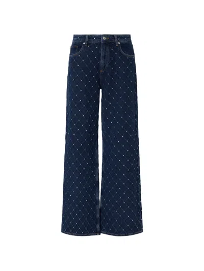Liu •jo Matelassé Jeans With Rhinestones In Blue