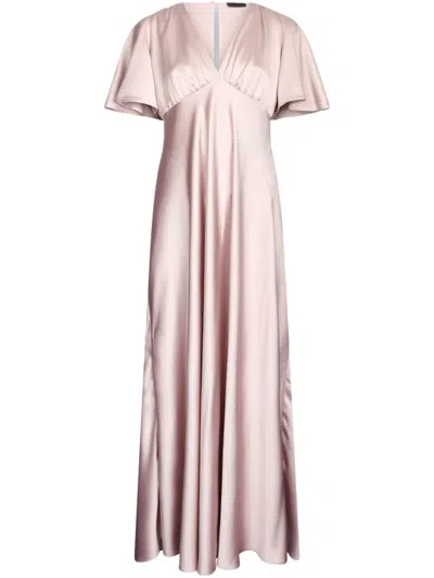 Liu •jo Liu Jo Maxi Dress With Flutter Sleeves And V-neckline In Pink
