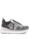 Liu •jo Logo-plaque Glitter-embellishment Sneakers In Metallic