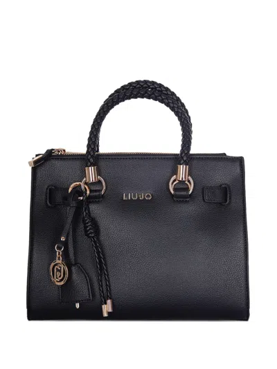 Liu •jo Medium Braided-handle Tote Bag In Black