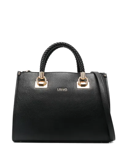 Liu •jo Medium Braided-handles Tote Bag In Black
