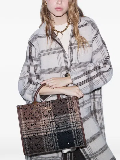 Liu •jo Medium Check Bag With Sequins In Pink