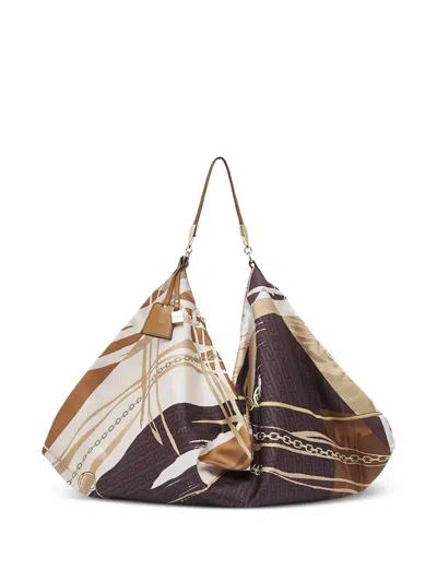 Liu •jo Medium Graphic-print Shoulder Bag In Brown