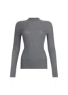 Liu •jo Medium Grey Melange Fitted Knit Top With Beaded Detailing In Gray