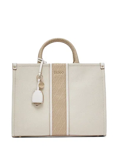 Liu •jo Medium Jacquard Charm Tote Bag In Neutral