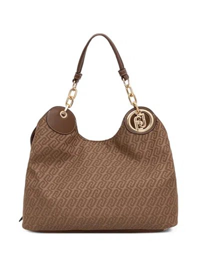 Liu •jo Medium Jacquard Satchel Bag In Neutral