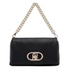 Liu •jo Medium Lapuffy Shoulder Bag With Chain Strap In Black