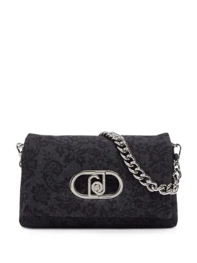 Liu •jo Medium Lapuffy Bag In Printed Denim In Gray