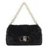 Liu •jo Fur Quilted Rectangular Chain Strap Bag In Black