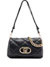 Liu •jo Medium Lapuffy Quilted Logo-plaque Shoulder Bag In Black