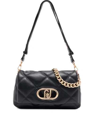 Liu •jo Medium Lapuffy Quilted Logo-plaque Shoulder Bag In Black