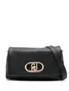 Liu •jo Liu Jo Textured Black Handbag With Gold-tone Hardware