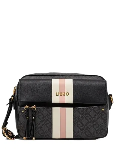 Liu •jo Medium Logo Cross-body Bag In Black