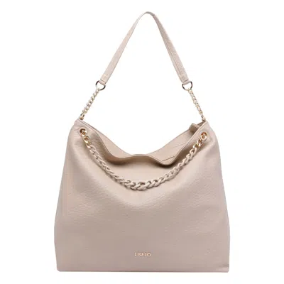 Liu •jo Medium Logo Hobo Bag In Sand
