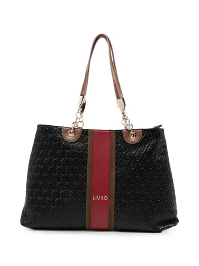 Liu •jo Medium Logo-embossed Tote Bag In Black