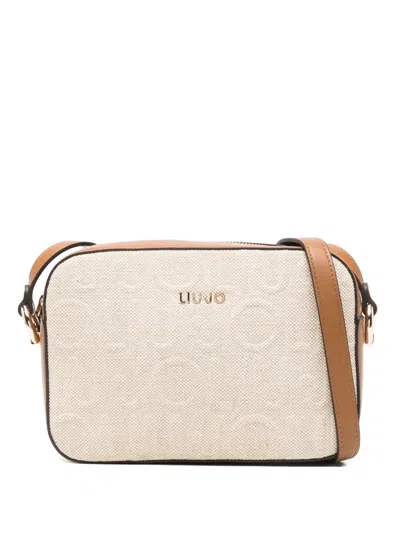 Liu •jo Medium Manhattan Logo-embossed Cross-body Bag In Neutral