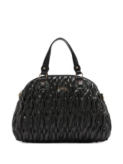 Liu •jo Medium Matelassé Zip Tote Bag In Black