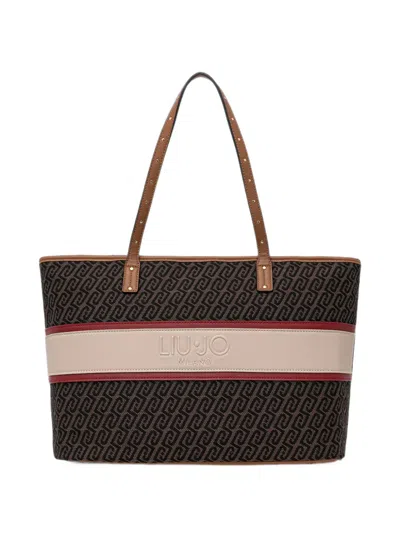 Liu •jo Medium Monogram Tote Bag In Brown