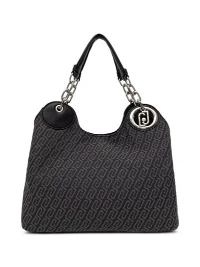 Liu •jo Medium Monogram-print Tote Bag In Black