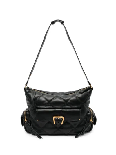 Liu •jo Medium Quilted Buckle-detail Shoulder Bag In Black