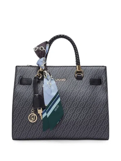 Liu •jo Medium Satchel Bag With Scarf In Black