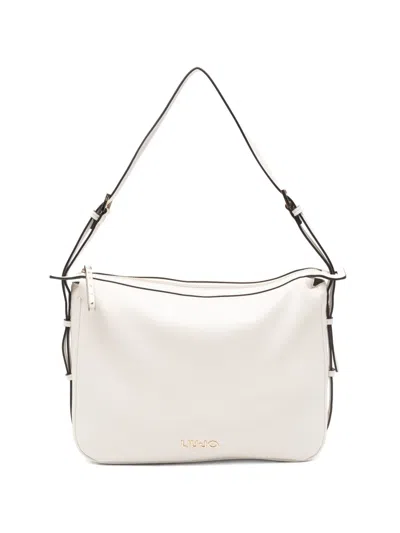 Liu •jo Medium Zip Leather Shoulder Bag In Neutral