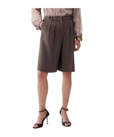 Liu •jo Liu Jo Mélange Fabric Shorts In Brown