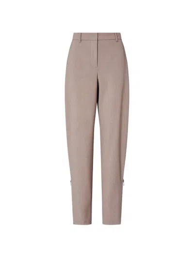 Liu •jo Mélange Trousers With Zipper In Neutral