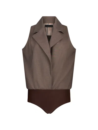 Liu •jo Mélange Vest In Brown
