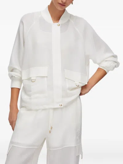 Liu •jo Mesh Bomber Jacket In White