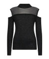Liu •jo Mesh Insert Cold-shoulder T-shirt In Black