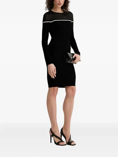 LIU •JO MESH-INSERT RIBBED-KNIT MINI DRESS
