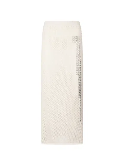 Liu •jo Mesh Jewel-embellished Midi Skirt In White
