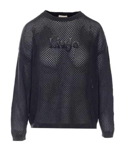 Liu •jo Liu Jo Mesh Logo Sweater In Black