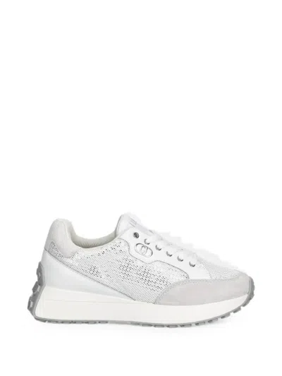 Liu •jo Mesh-panelled Suede-trim Sneakers In White