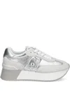 Liu •jo Metallic-effect Denim Sneakers In Silver