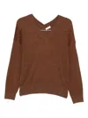 Liu •jo Metallic-effect V-neck Jumper In Brown