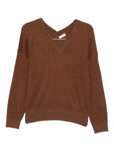 LIU •JO METALLIC-EFFECT V-NECK JUMPER