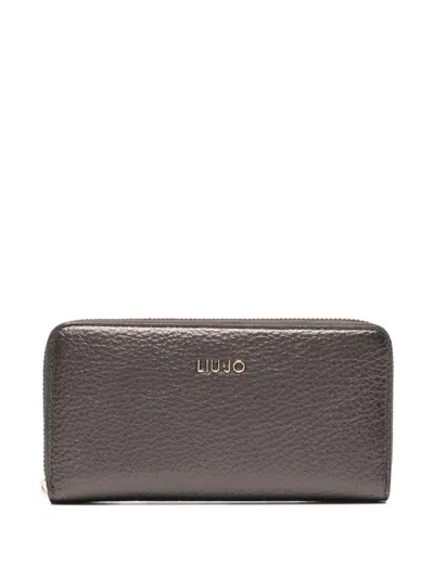 Liu •jo Metallic Zip-around Wallet In Brown