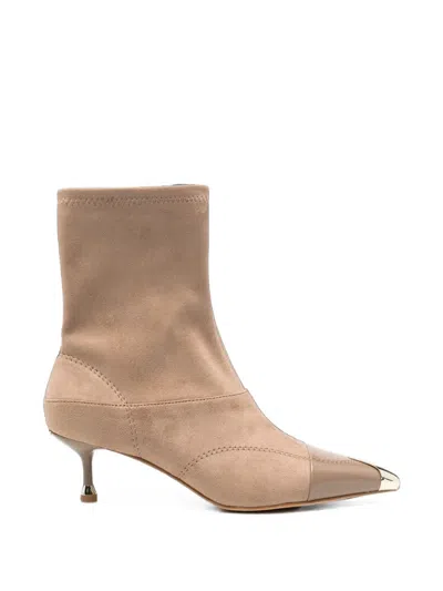 Liu •jo Metal-tip Pointed-toe Ankle Boots In Neutral