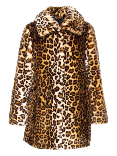 Liu •jo Animalier Faux Fur Coat In Brown