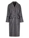 Liu •jo Mid-length Textured Herringbone Coat With Belt In Pink