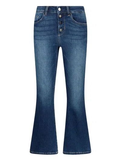 Liu •jo Mid-rise Cropped Jeans With Flared Legs In Blue