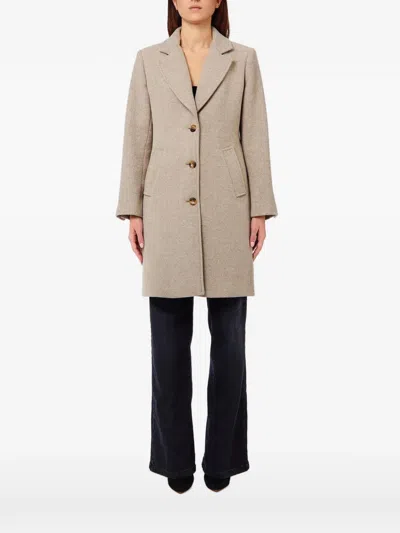 Liu •jo Midi Coat In Wool Blend In Neutral